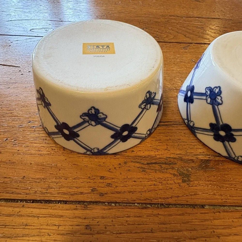 Vista Alegre Vouga Blue and White Porcelain Ramekin Made In Portugal